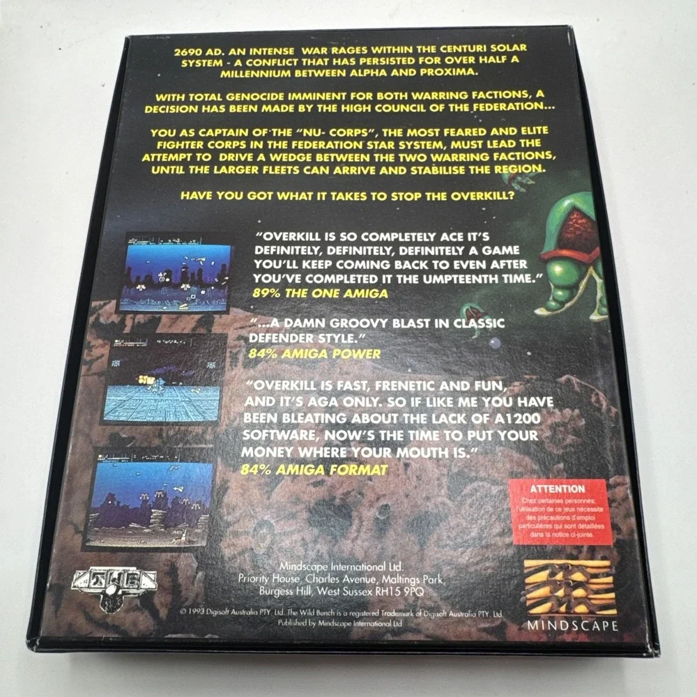 Overkill Commodore Amiga 1200 4000 Disks CIB COMPLETE W/ Poster & Reg Card